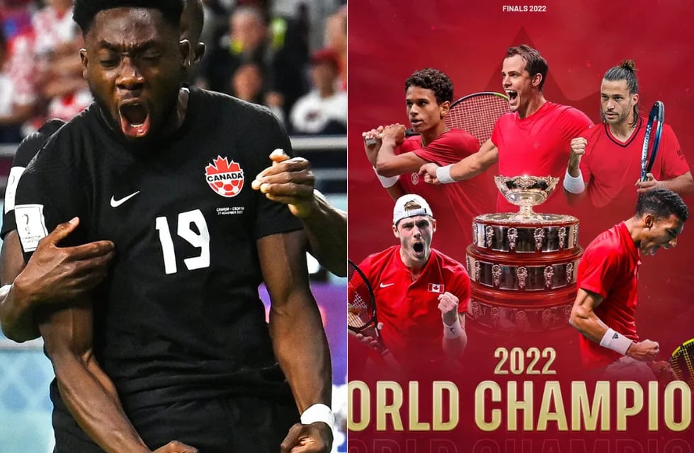 Canadá vivió dos momentos históricos en 15 minutos: campeón de la Copa Davis de tenis y primer gol en los mundiales de fútbol.