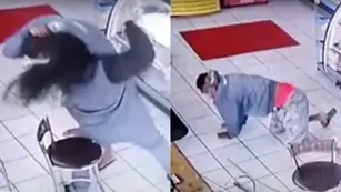 Video: Mujer muele a golpes a un hombre que la manoseó hasta derribarlo