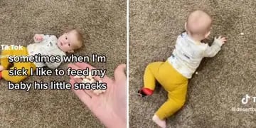 Video: una mujer le da de comer a su bebé “como si fuera un pollo” en el piso y genera polémica en las redes sociales