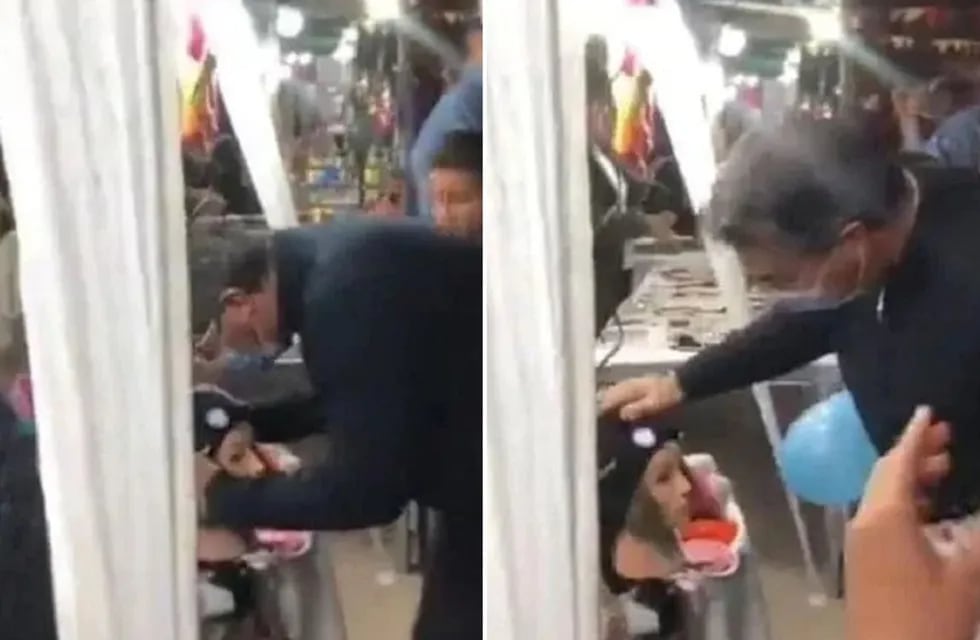 Jorge Capitanich le dio un beso en la cabeza a un maniquí: pensó que era una persona (Captura de video)