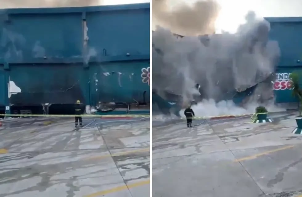 Un shopping se incendió en Punta del Este y parte de la estructura colapsó.