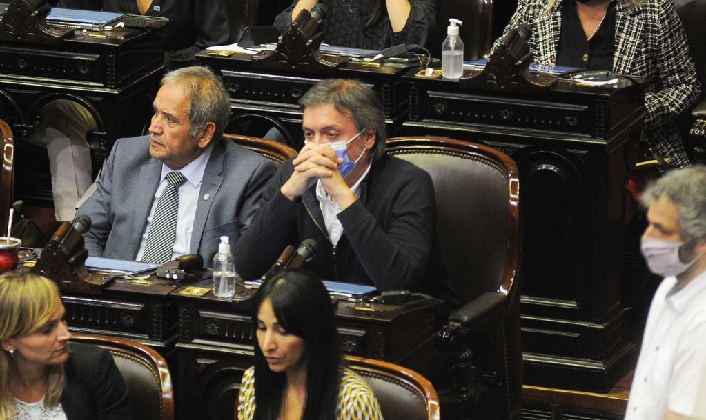 Maximo Kirchner bajó en el último momento para la votación del proyecto de acuerdo con el FMI. Foto: Federico Lopez Claro