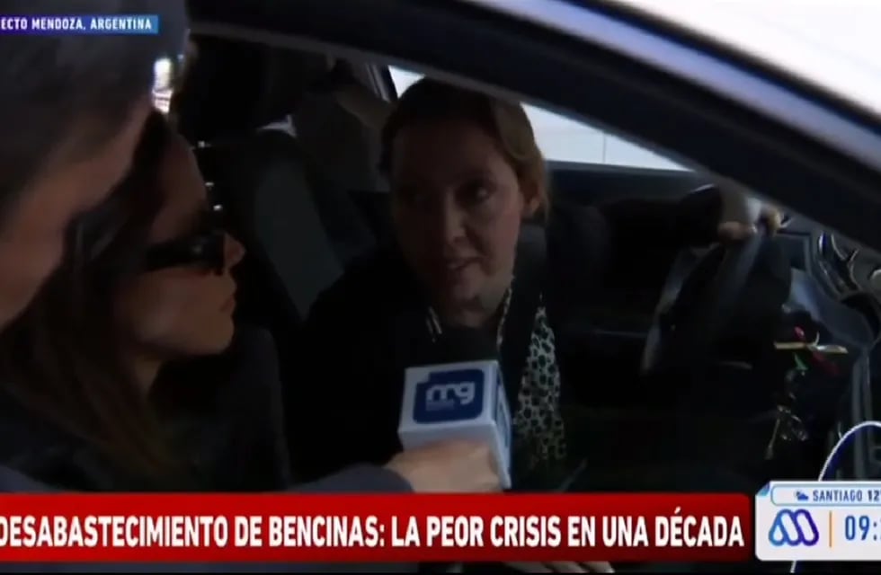 El enojo de una mendocina en la televisión chilena por la falta de combustible (Mega)