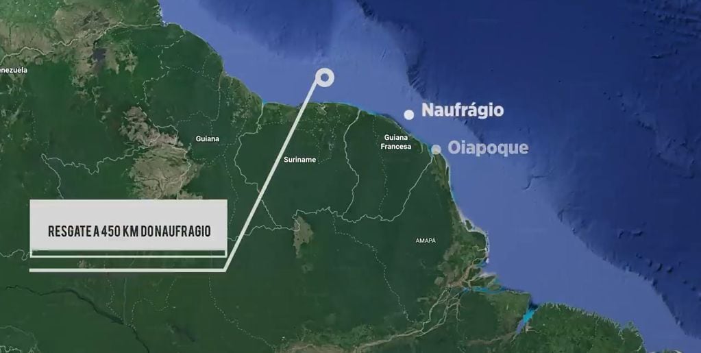Un pescador brasileño salió a pescar desde Oiapoque, se le hundió la embarcación y lo rescataron en Surinam.