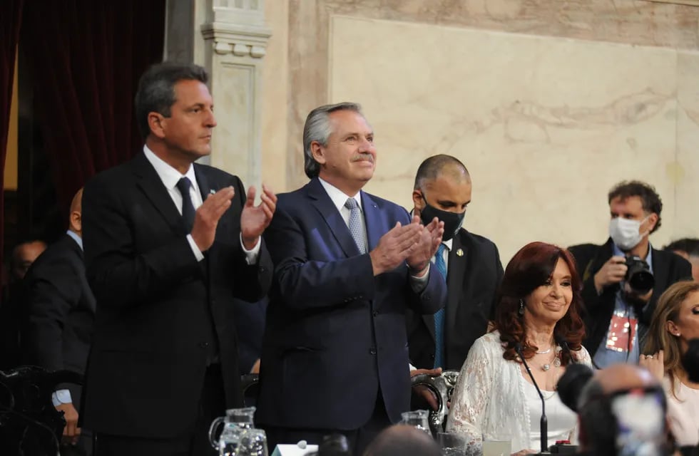 Sergio Massa, Alberto Fernández y Cristina Fernández de Kirchner. Foto Federico Lopez Claro