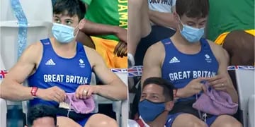 Video: Tom Daley, el campeón olímpico que fue captado tejiendo en las gradas y causó furor