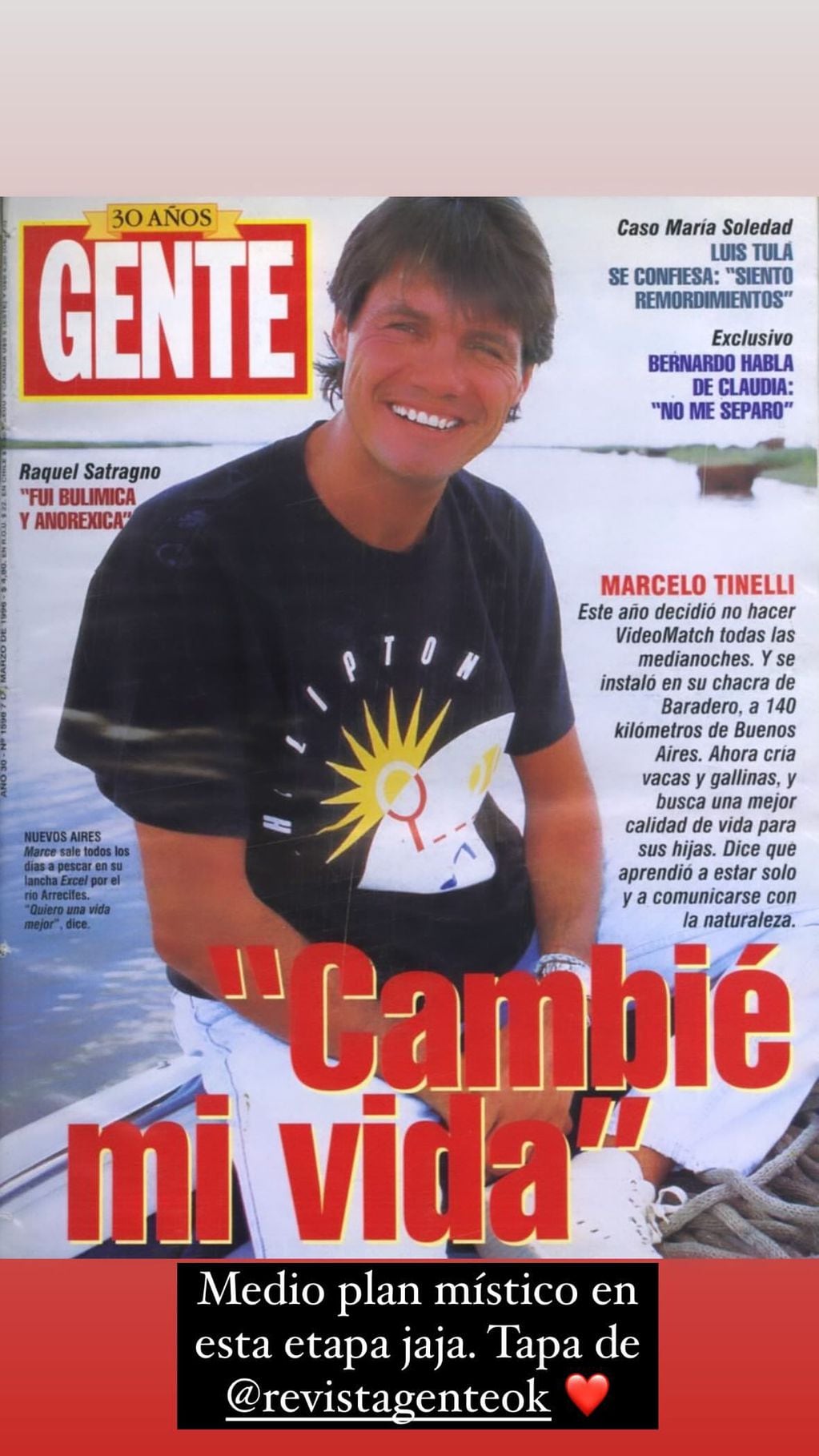 Marcelo Tinelli protagonizó más de 100 tapas de revista Gente. Captura de historias.