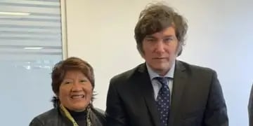 La senadora jujeña Vilma Bedia y el presidente Javier Milei