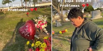 Video:  Insólita escena en el cementerio, la viuda descubre misterioso regalo en la tumba de su esposo