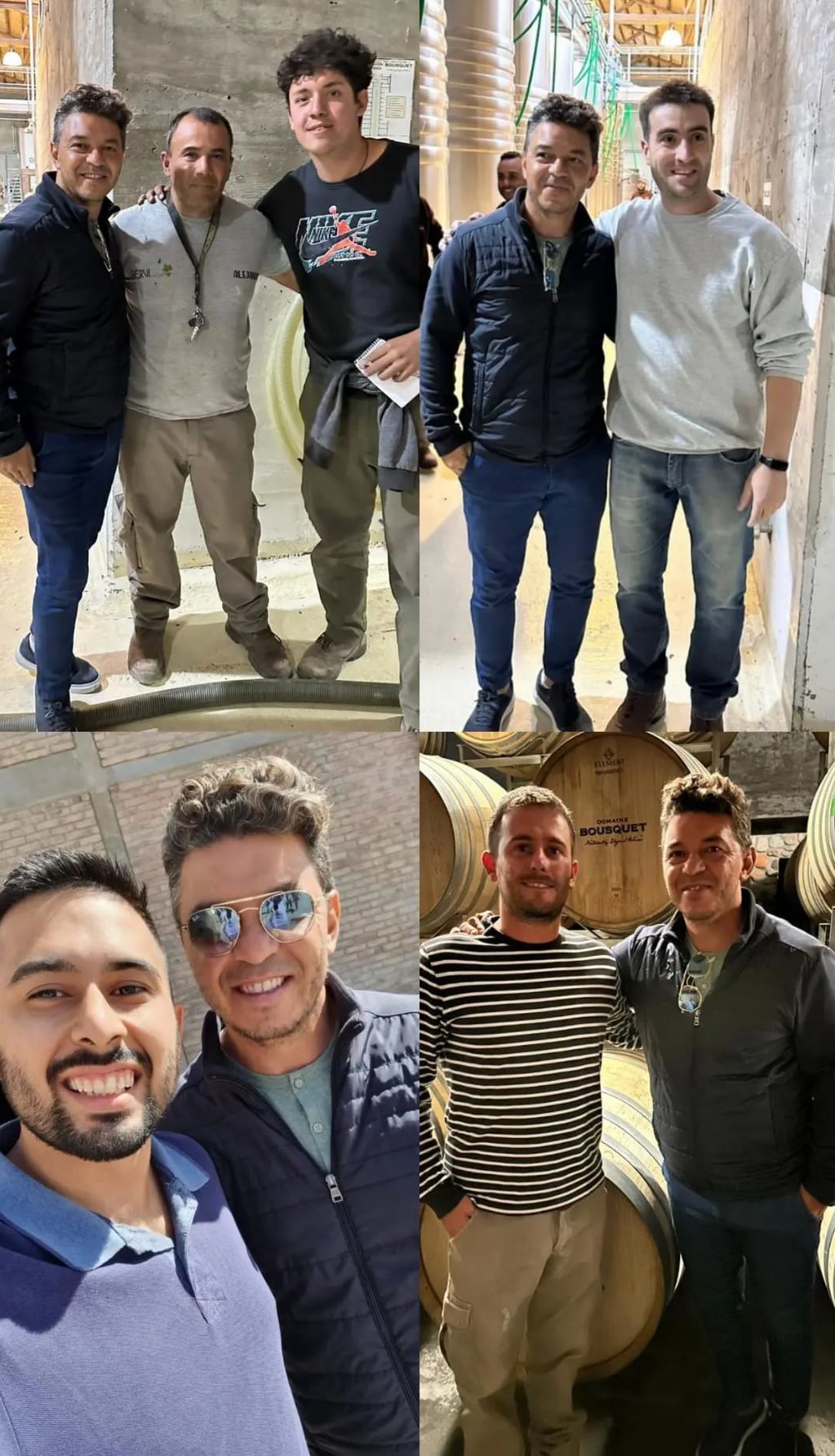 Marcelo Gallardo pasó por Mendoza, visitó una bodega del Valle de Uco y todos quisieron hacerse fotos con él. Foto: Instagram Bodega Domaine Bousquet