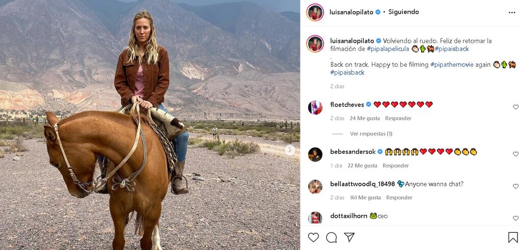 Luisana Lopilato está recorriendo el Norte argentino por el rodaje de su nueva película.