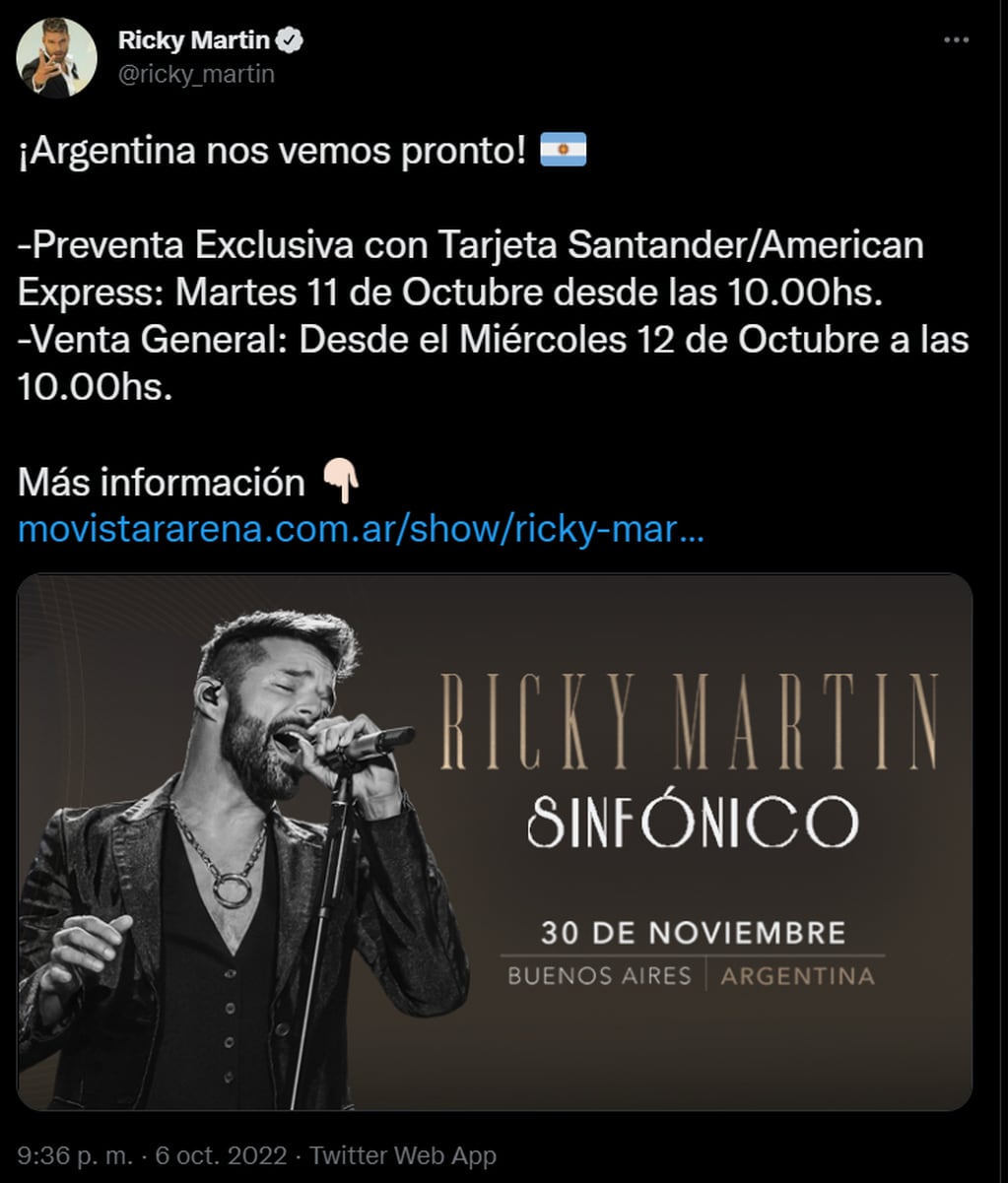 El músico anunció la fecha de su show en Argentina