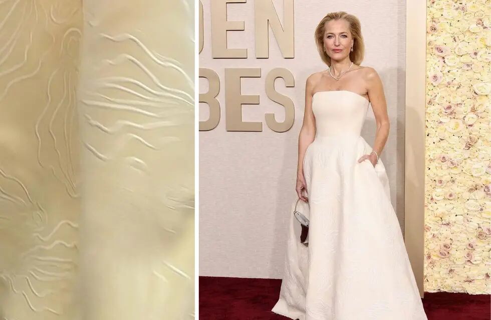 El impactante detalle del bordado del vestido que usó Gillian Anderson en los Golden Globes