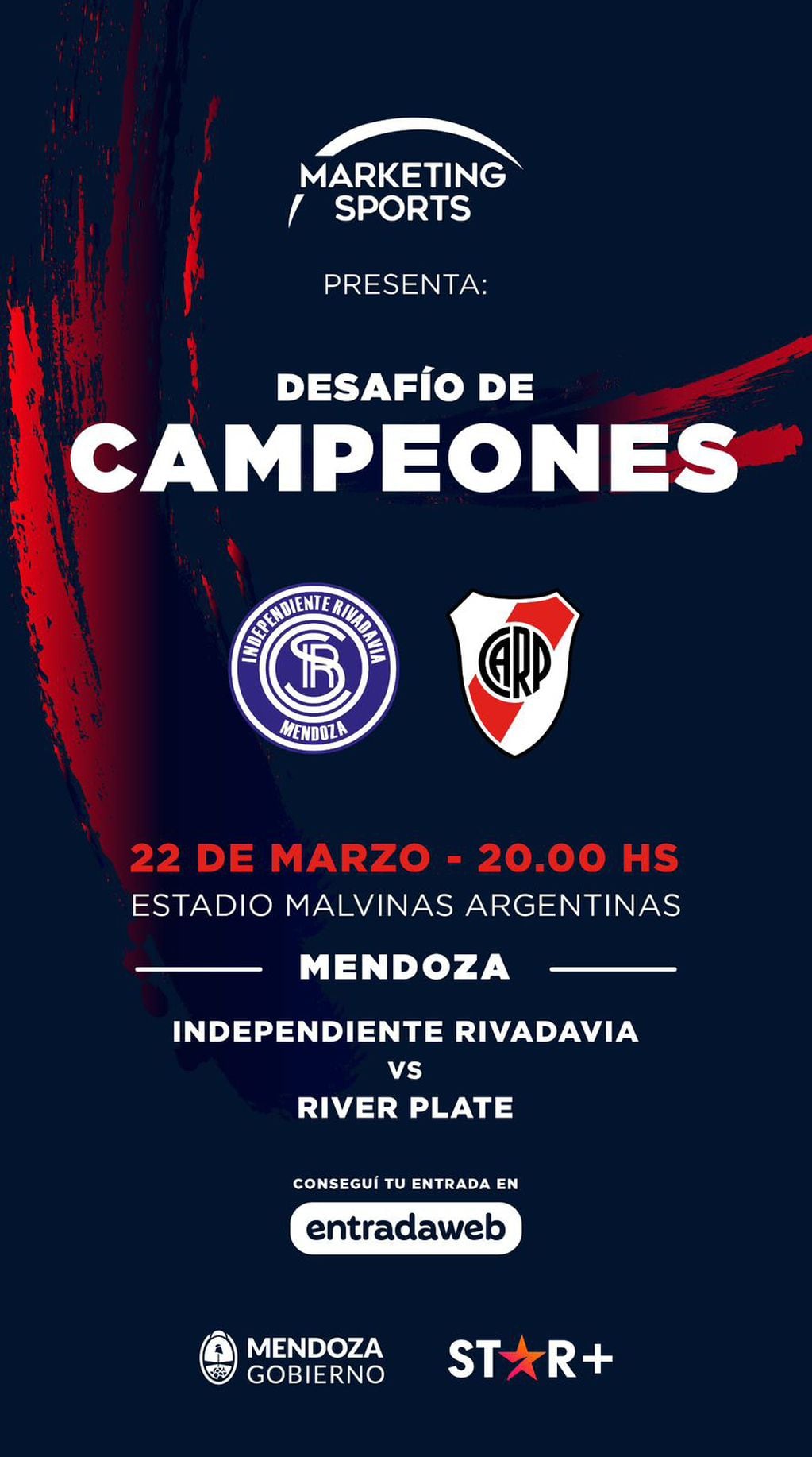 El partido entre Independiente Rivadavia y River se jugará el 22 de marzo.
