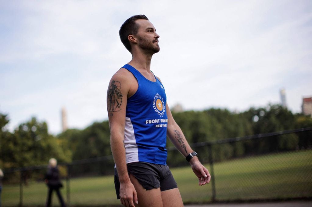 Nick Dill, competidor de la maratón en la categoría no binaria. Foto: AFP