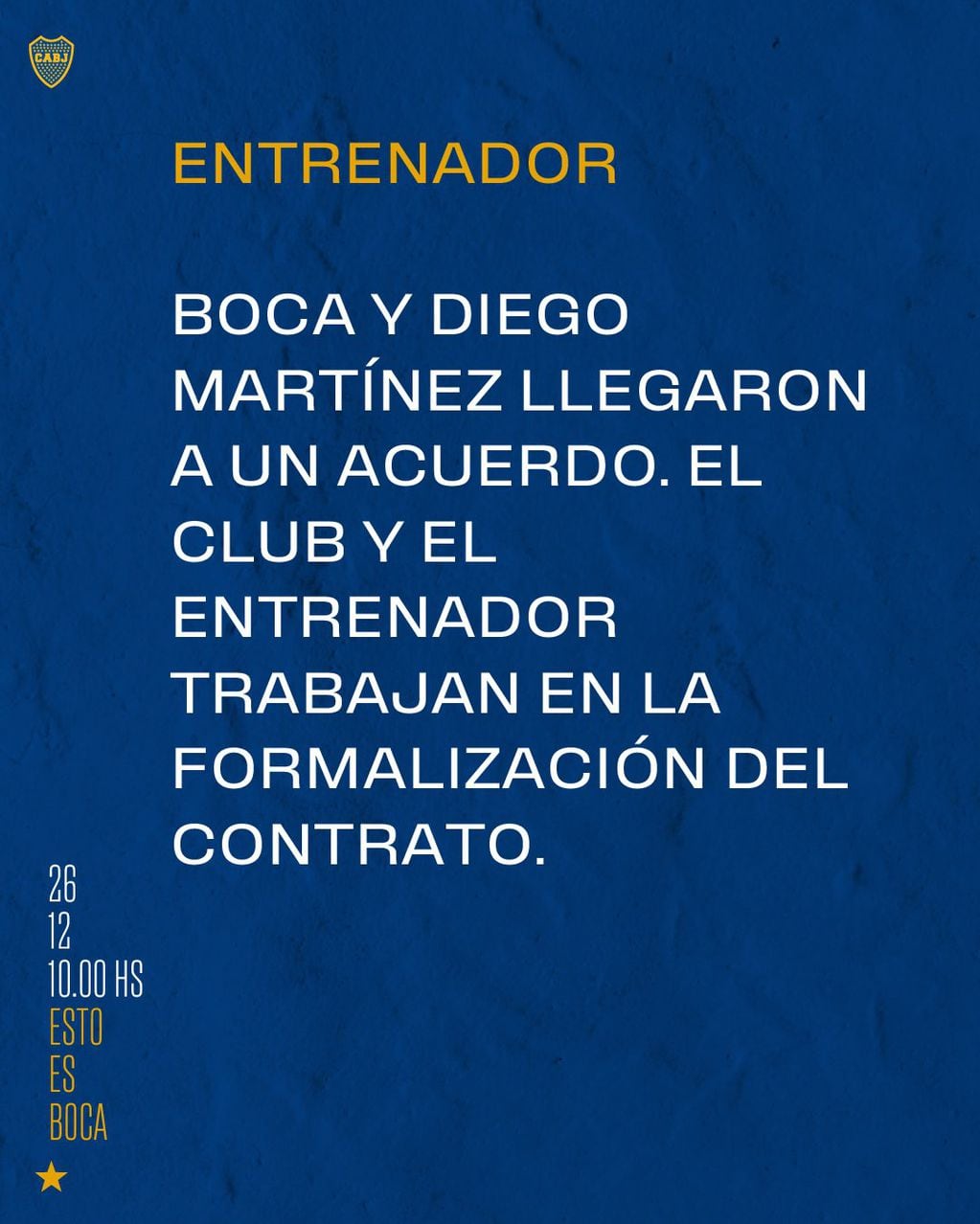 Boca hizo oficial el acuerdo con Diego Martínez para que sea su nuevo entrenador.