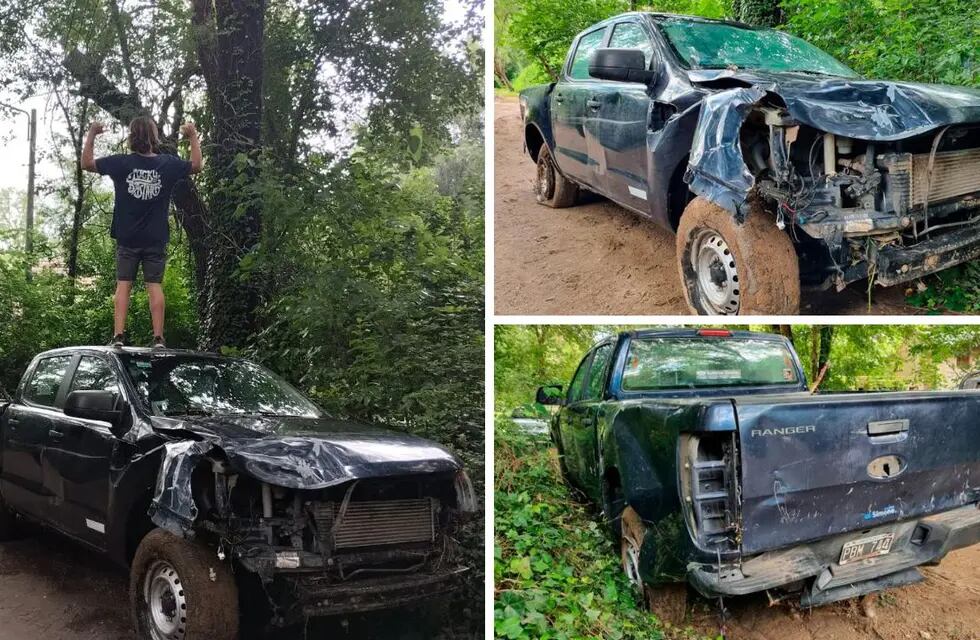 Así quedó la camioneta Ford Ranger tras el incidente. Foto: El Doce.