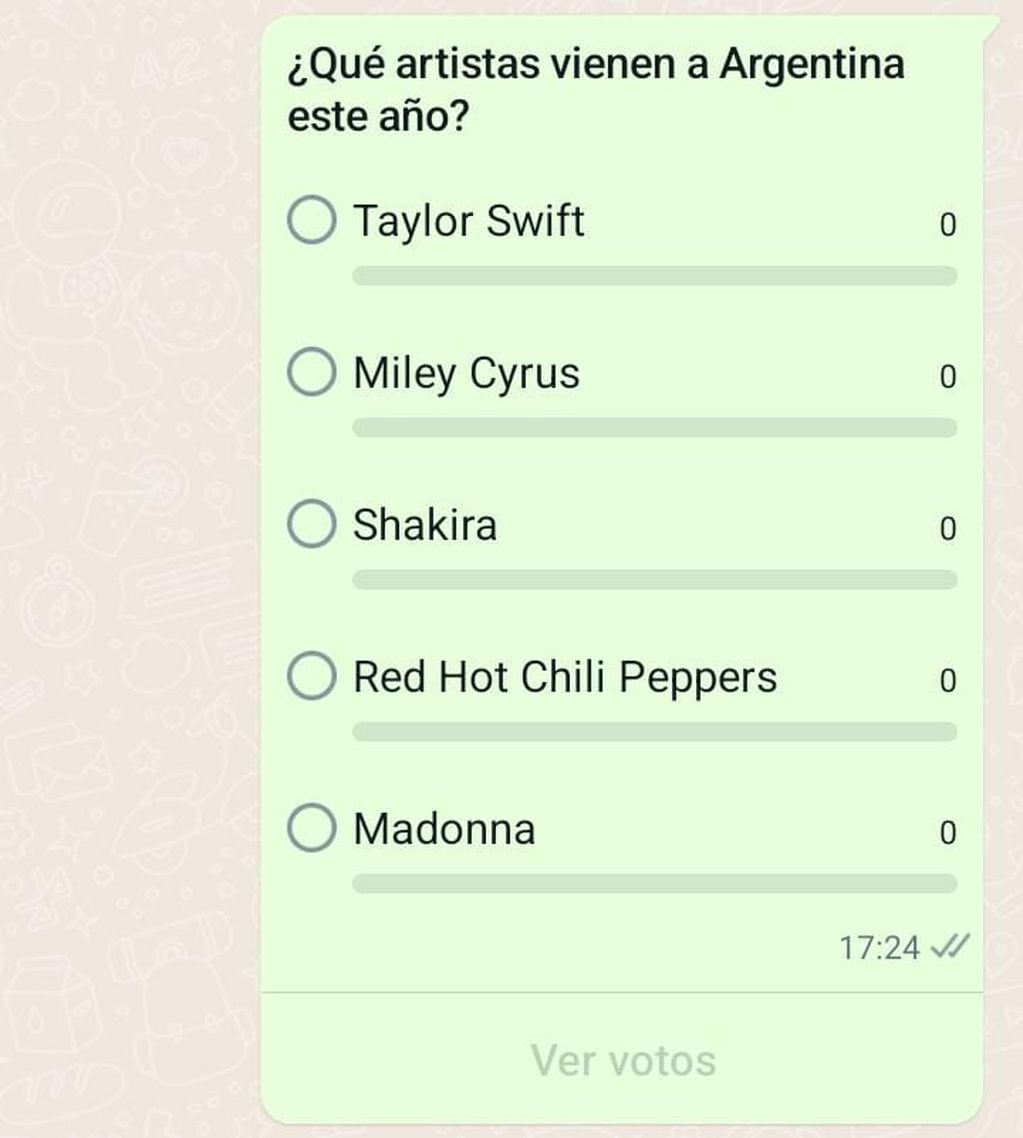 Las Encuestas de WhatsApp te ayudan a hacer predicciones sobre qué artistas musicales deberían visitar Argentina en 2023.