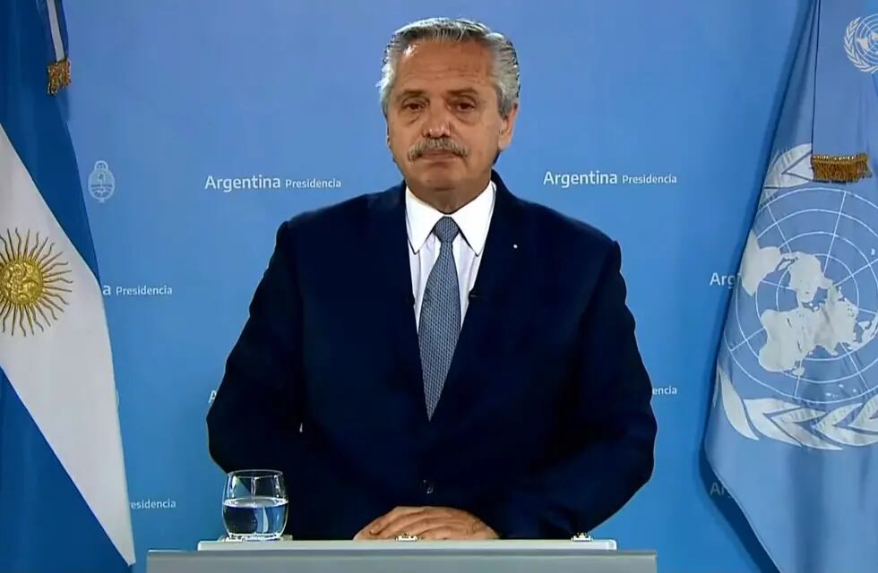 Alberto Fernández dio un discurso ante la Asamblea de la ONU. (Captura de pantalla)
