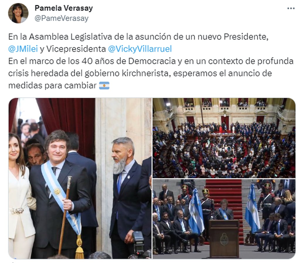 La diputada nacional Pamela Verasay espera las medidas para los cambios que prometió Javier Milei.