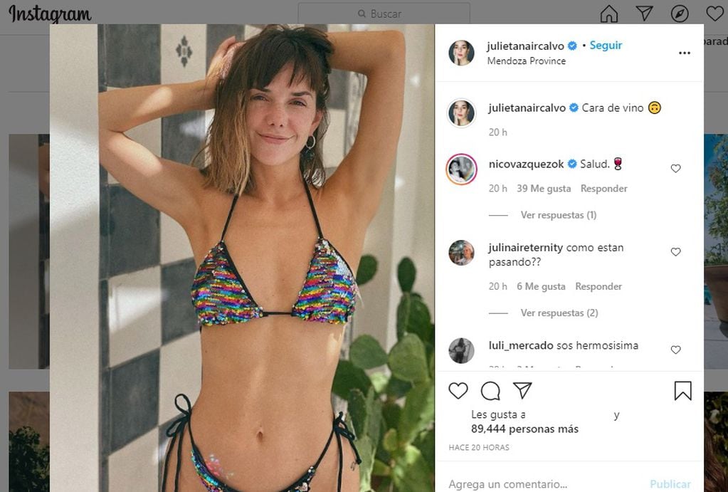 De paseo por Mendoza, Julieta Nair Calvo y una bikini que se ganó los elogios de sus millones de seguidores