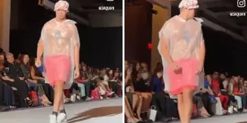 Un youtuber se coló en el desfile de moda de Nueva York y caminó con una bolsa de basura como vestuario: nadie se dio cuenta