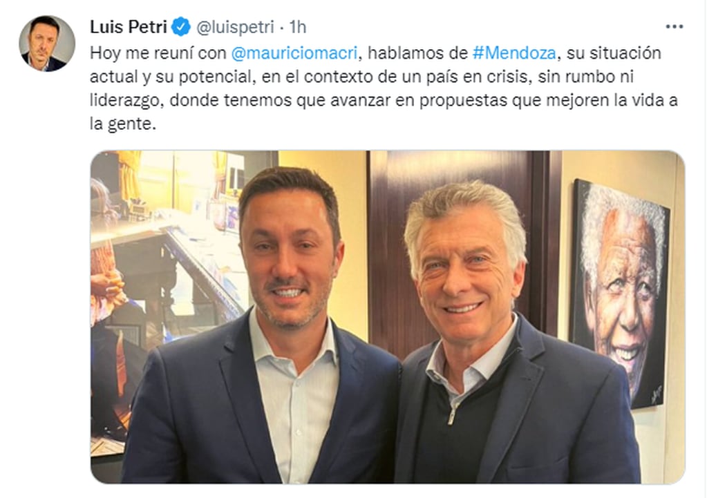 El ex diputado nacional Luis Petri se reunió con Mauricio Macri en Buenos Aires.