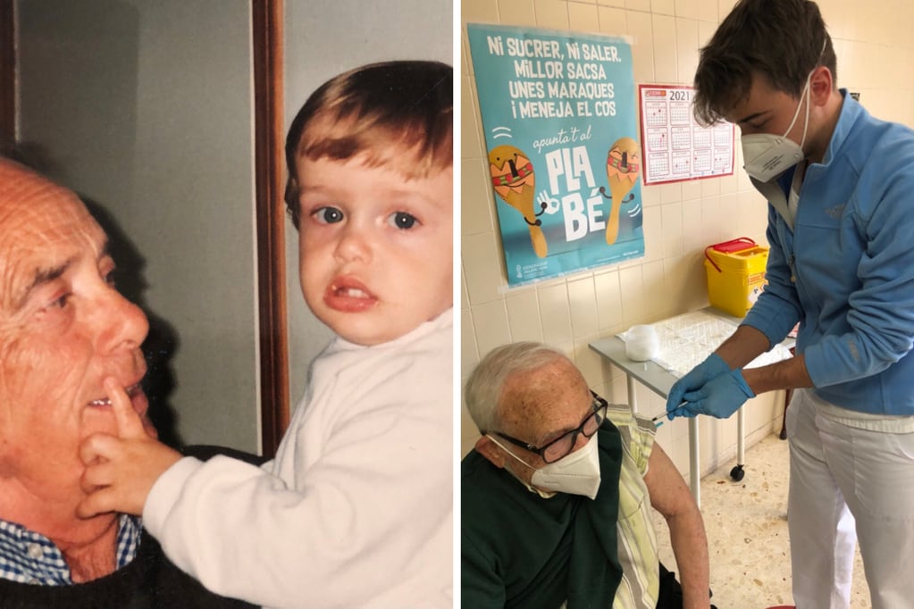 Un anciano de 87 años que fue a un centro de vacunación, fue inoculado por su propio nieto.