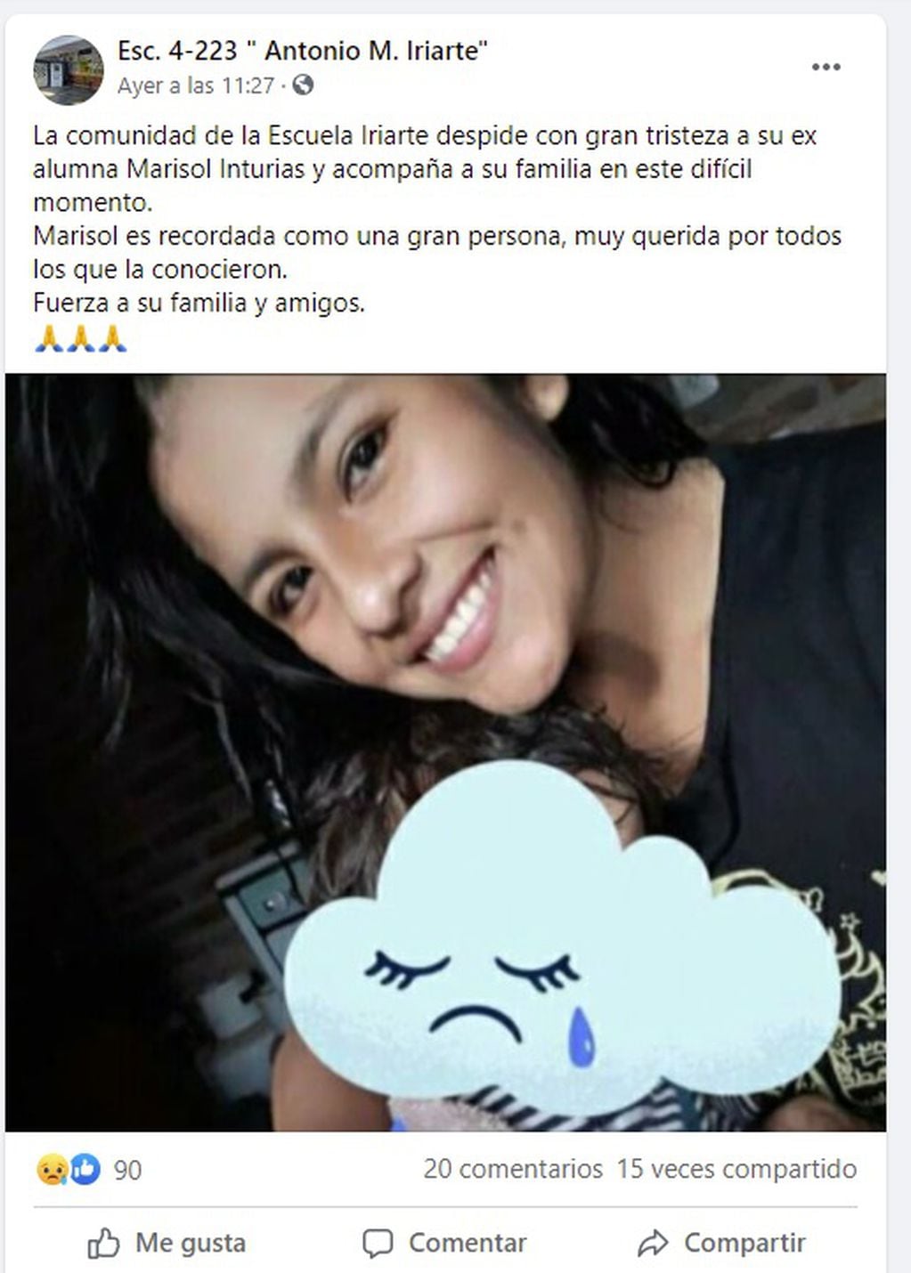 Despedida a Marisol Inturias, fallecida en Tupungato