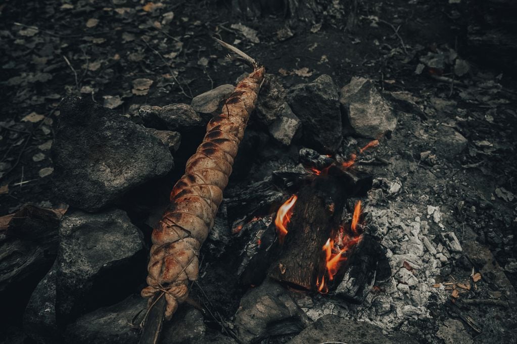 Porchetta asada a la llama