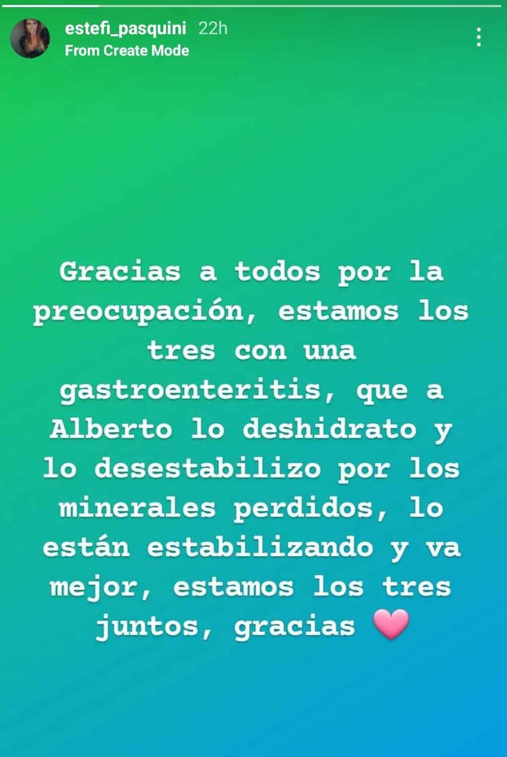 Estefanía Pasquini publicó un breve comunicado en sus redes sociales - Instagram