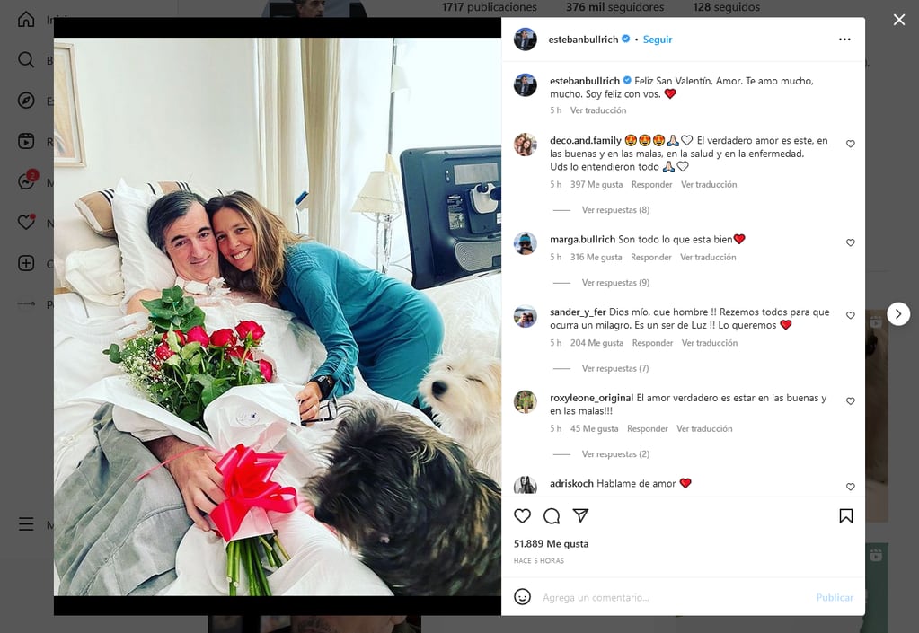 Esteban Bullrich le dedicó un mensaje a su esposa por el Día de los Enamorados. Instagram