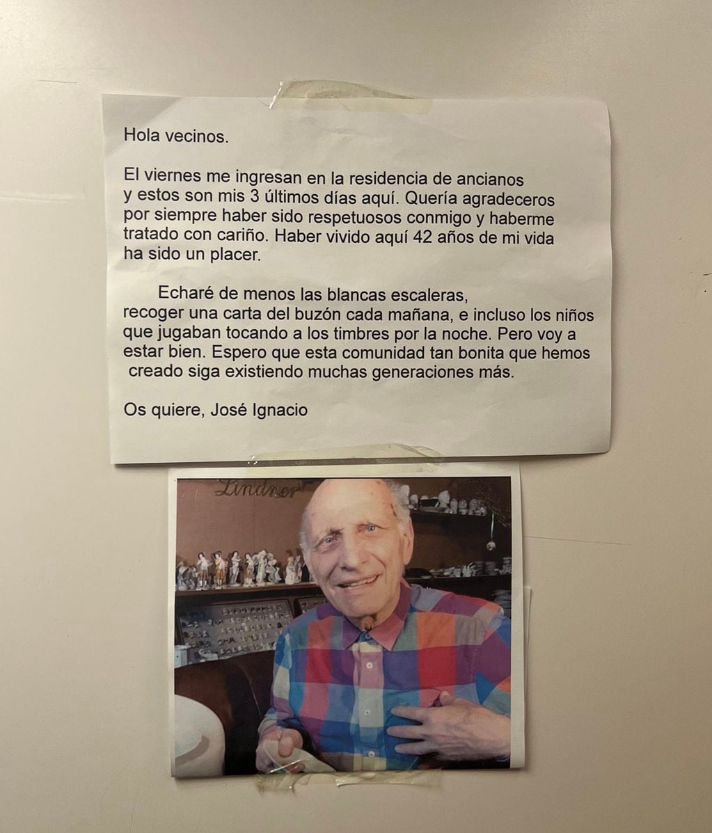 La triste carta que dejó José Ignacio en la puerta de su departamento. Foto: captura.