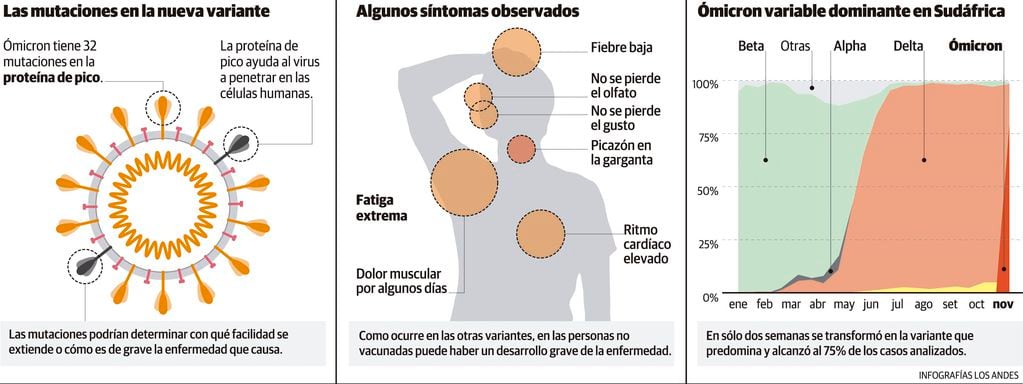 Ómicron: mutaciones, síntomas y velocidad de transmisión. Gustavo Guevara / Los Andes