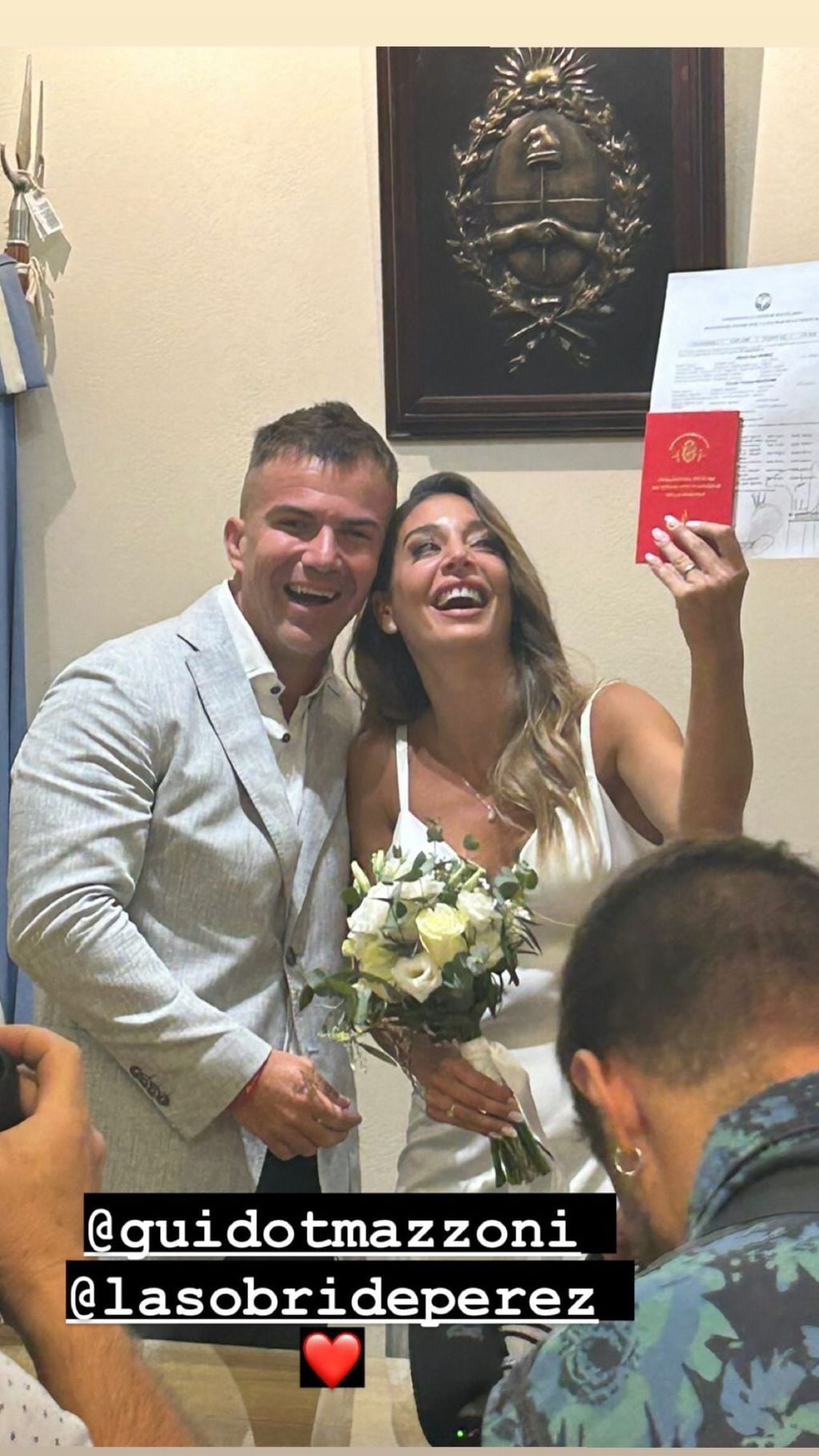Sol Pérez y Guido Mazzoni se casaron por civil.