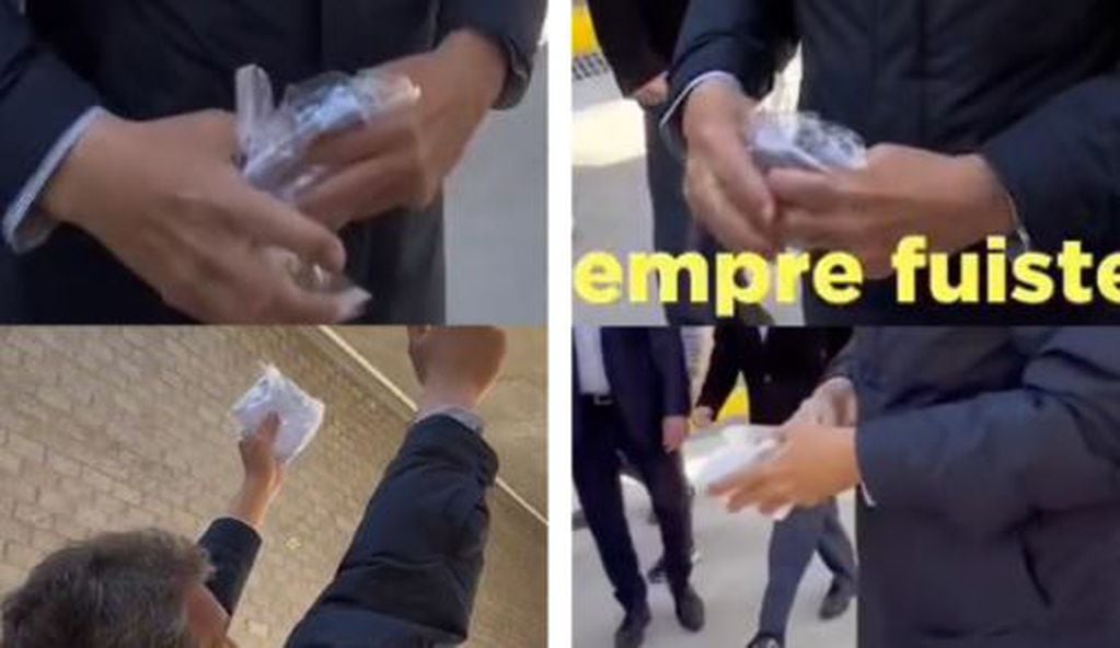 Fotogramas del video original que muestran papeles dentro de la bolsa. 