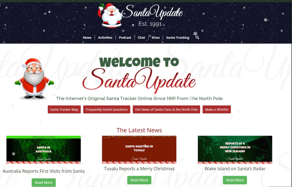 Santa Update, el portal de noticias de Papá Noel y el Polo Norte.
