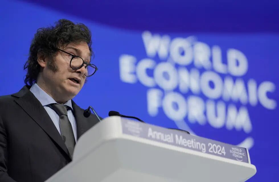 El presidente Javier Milei, en su exposición en el Foro Económico de Davos.
