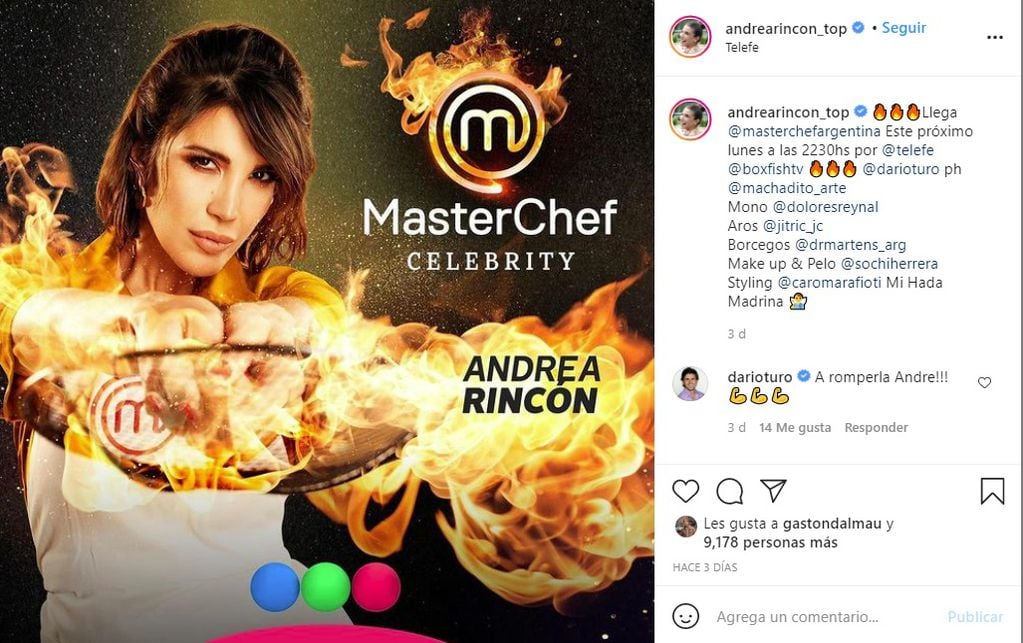Andrea Rincón, participante de MasterChef Celebrity 2