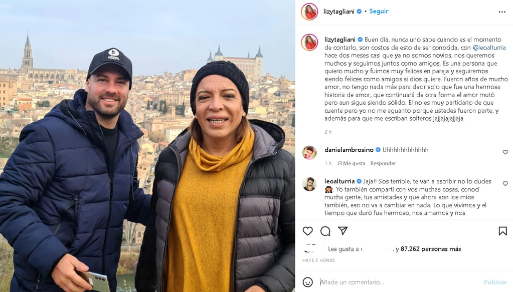 Lizy Tagliani anunció en las redes sociales su separación de Leo Alturria