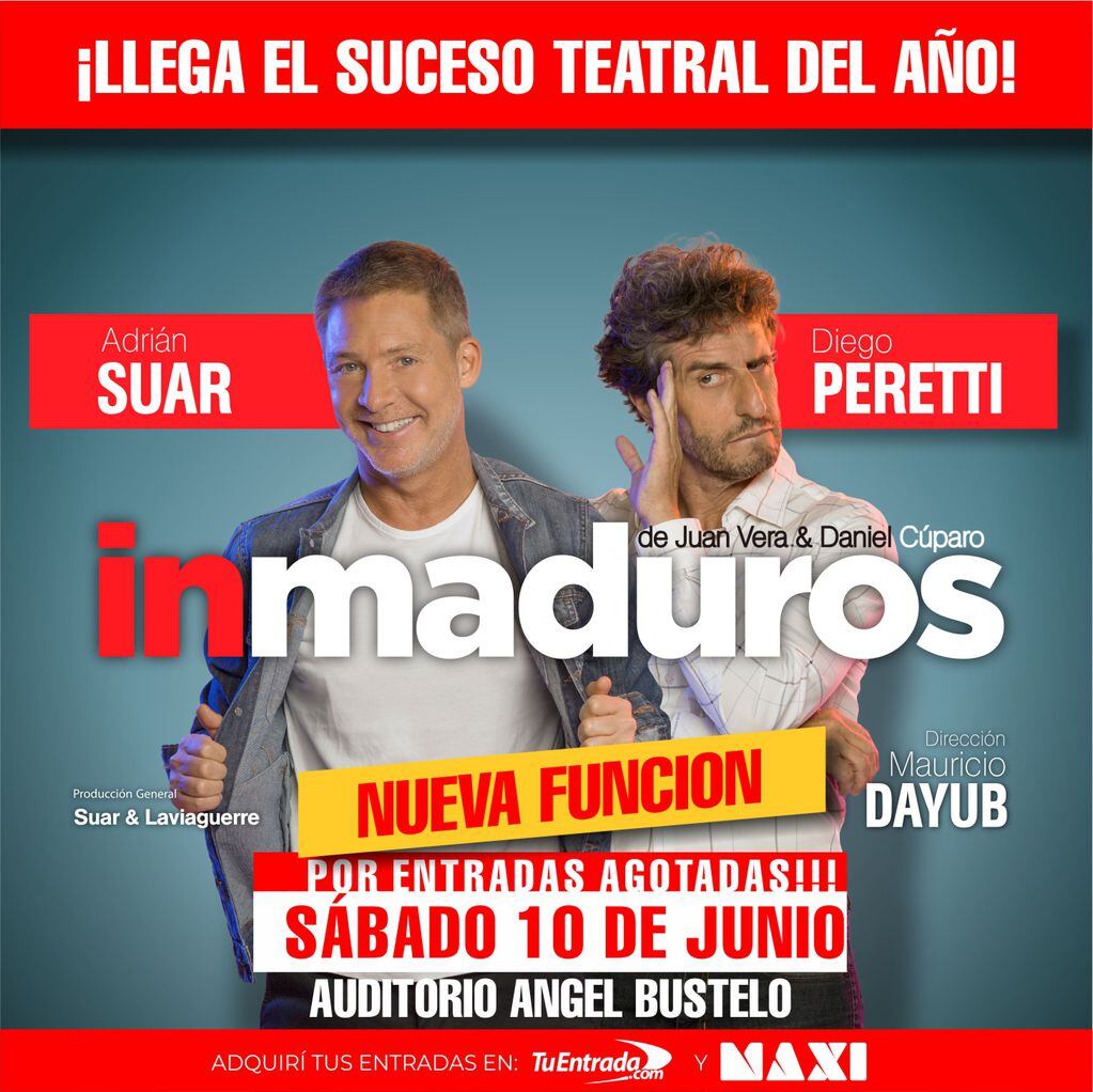 Adrián Suar llega con "Inmaduros" a Mendoza junto a Diego Peretti  y un gran elenco