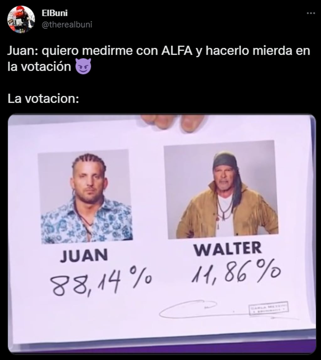 Gran Hermano: Juan se fue de la casa, Alfa se salvó y en las redes sociales se festejó con memes. Foto: Twitter.