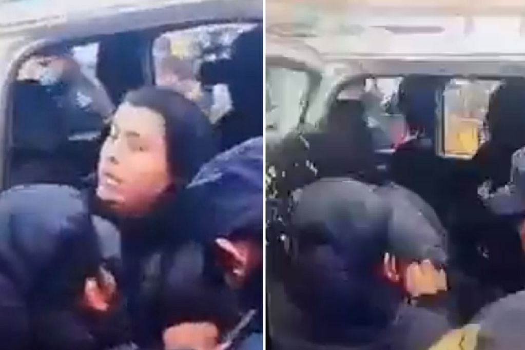 Una mujer cabeceó el vidrio de un patrullero para fingir que había sido reprimida en Jujuy (Captura de video)