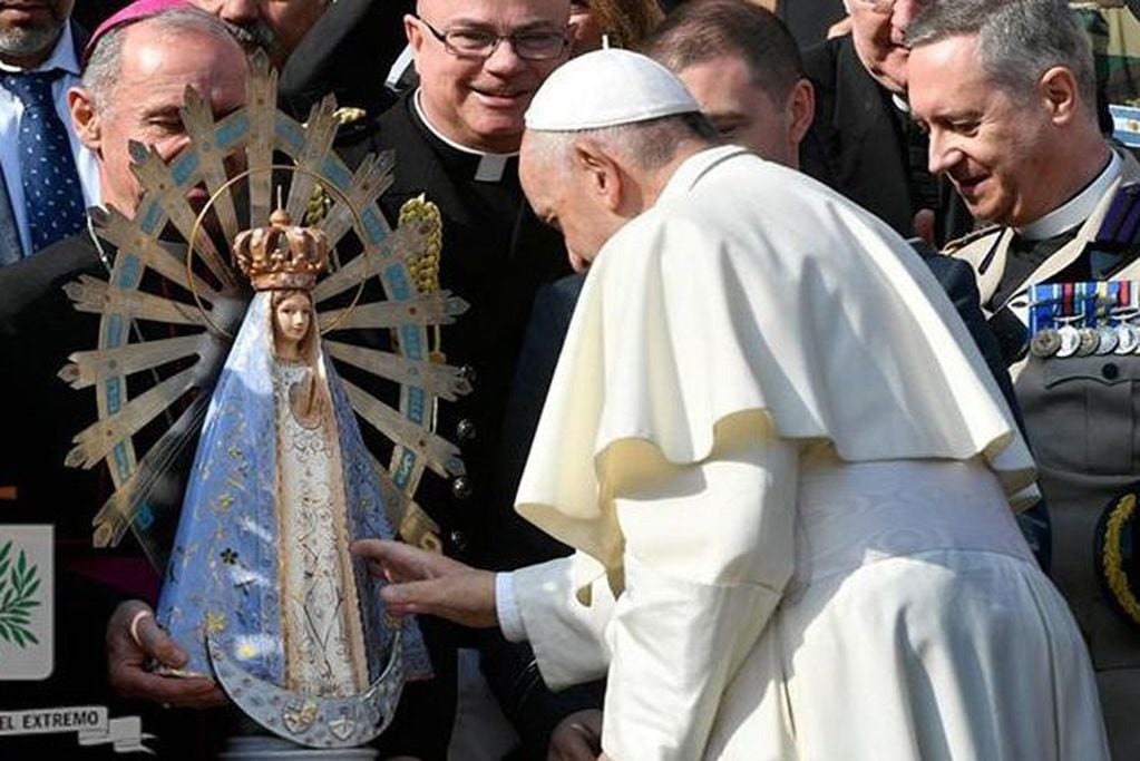 Virgen del Luján. Fue bendecida por el Papa en Italia. Arribó a Argentina en 2019 (Vaticano).