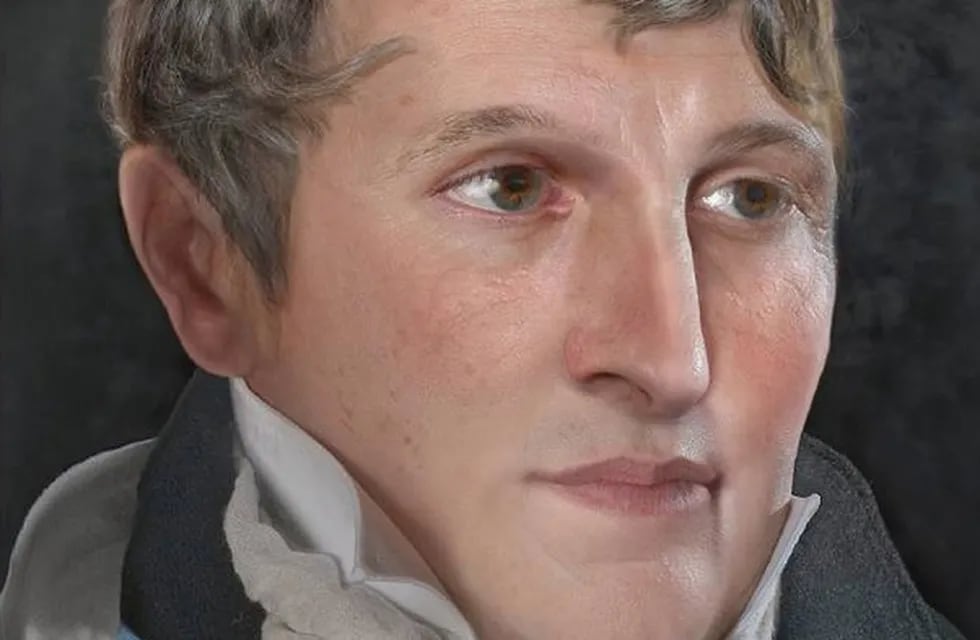 El artista Ramiro Ghigliazza reconstruyó de manera digital el rostro de Belgrano.