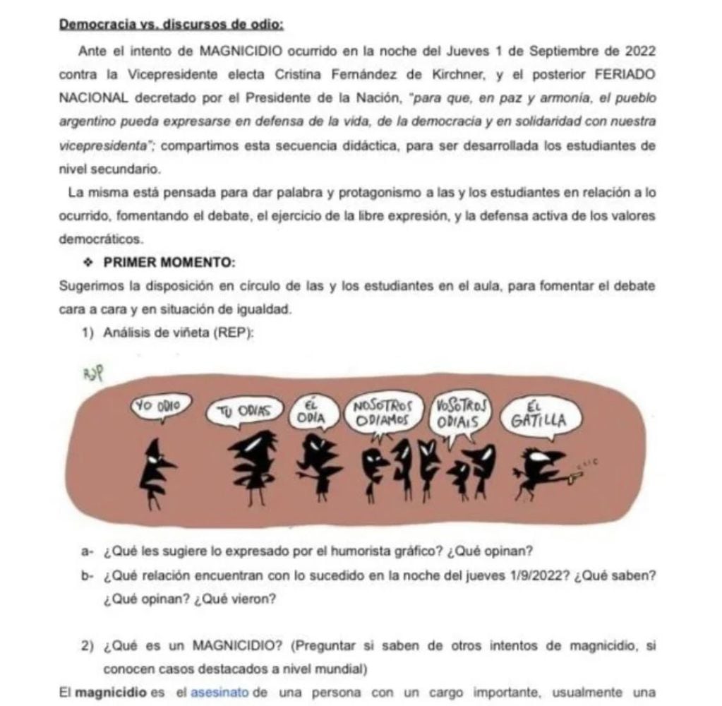 Imagen del documento para reflexionar impartido por el Gobierno de la Provincia de Buenos Aires.