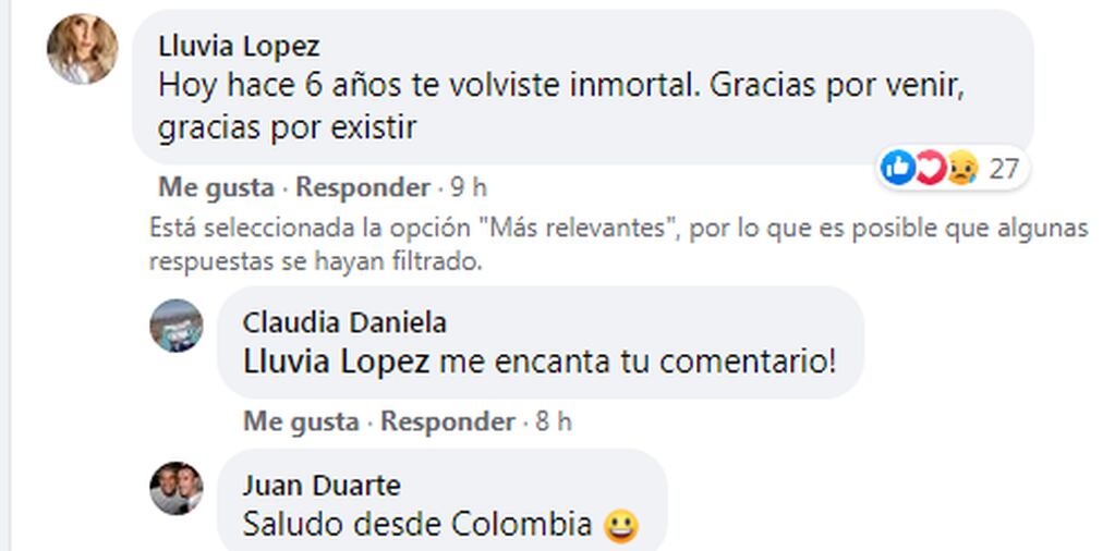 Mensajes de los fan de Gustavo Cerati. Facebook.