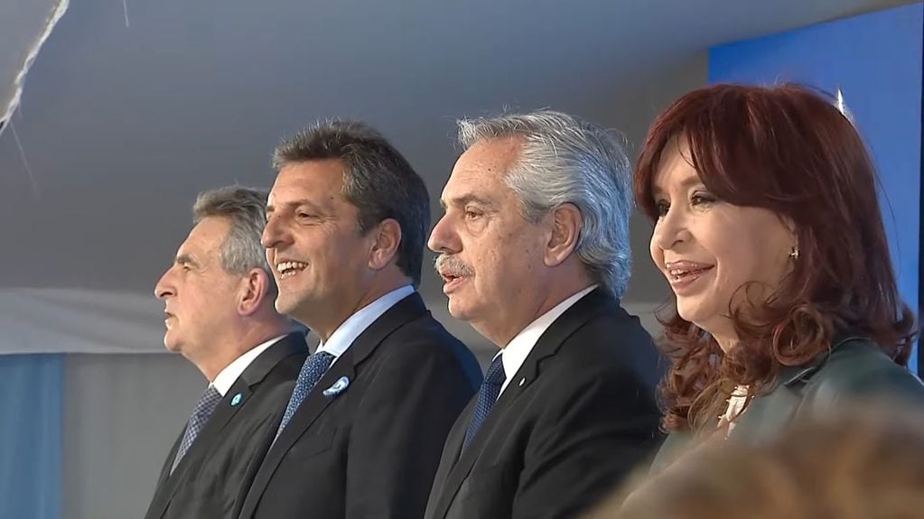 Alberto Fernández, Cristina Kirchner, Sergio Massa y Agustín Rossi. (Captura de video)