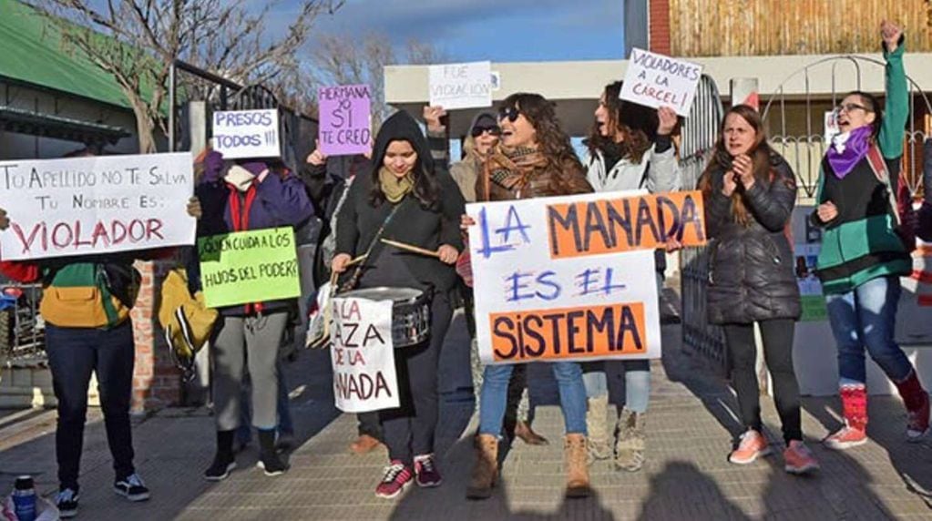 Una de las protestas en Chubut contra "La Manada", en 2020. 
