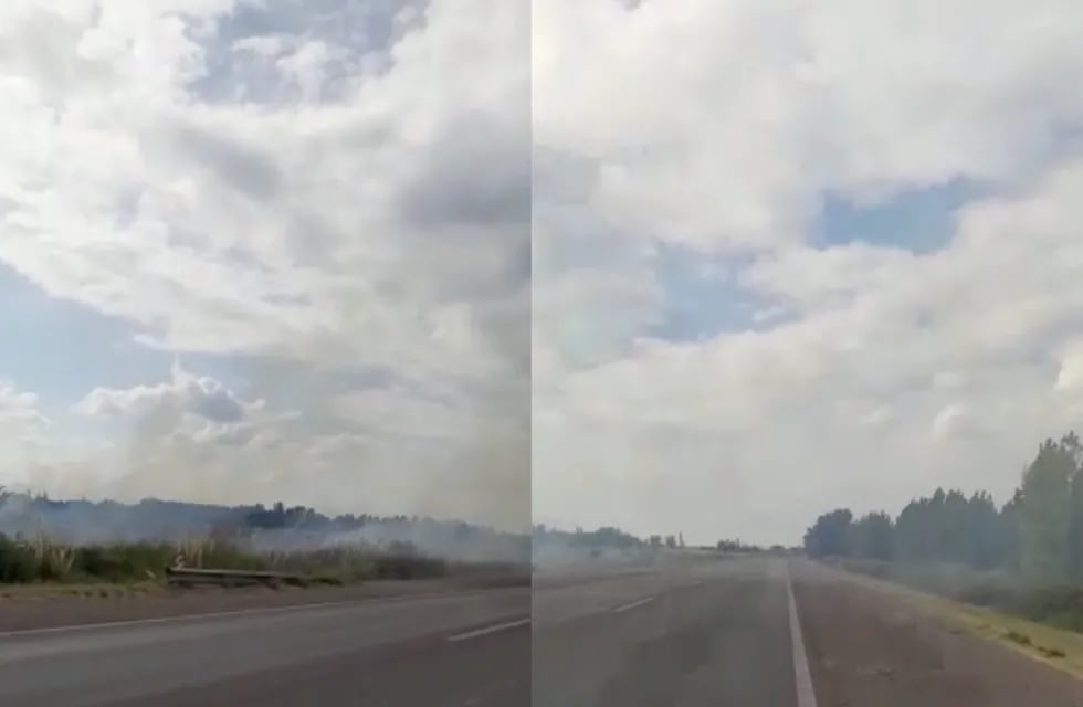 Incendio en banquinas en ruta 40. Capturas video compartido por Osvaldo Valle.